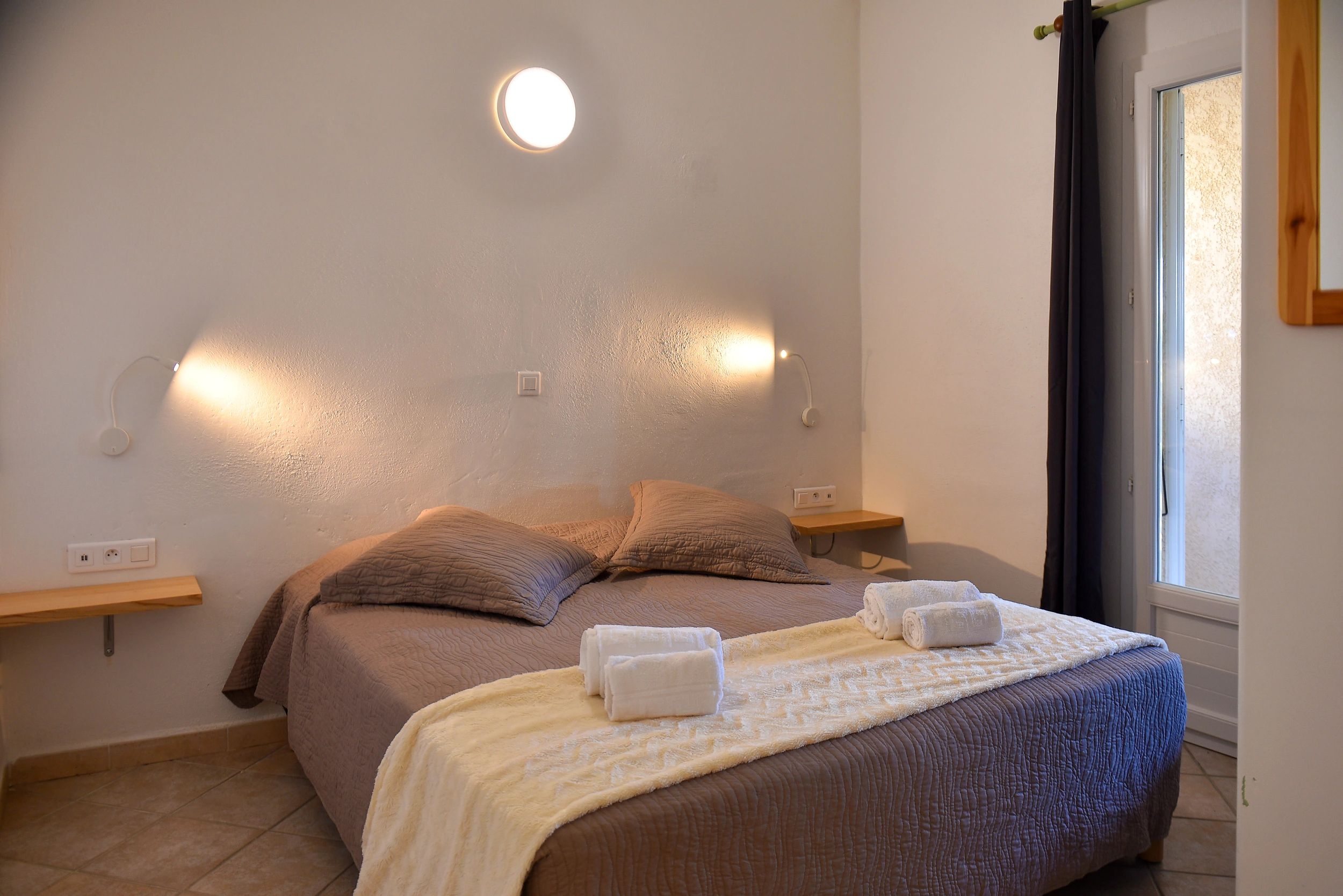 Large bedroom in villa with panoramic sea views in Porto-Vecchio