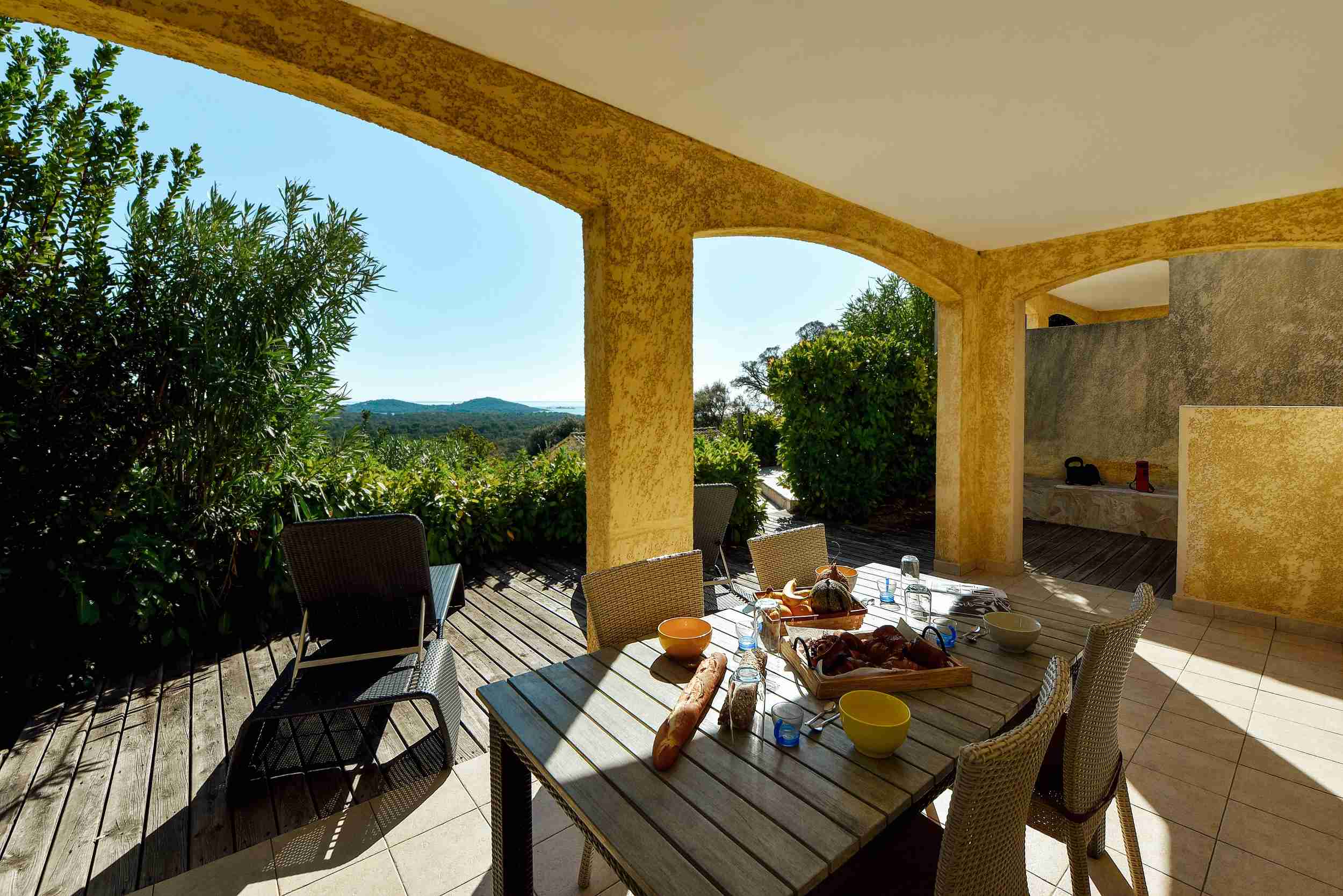 Terrace with sea view in our Porto-Vecchio holiday residence